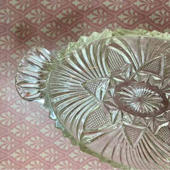 🔥Hazel Atlas Glass Line 573 Clear Fan & Triangle Pattern Pressed Glass🔥Vintage - Picture 5 of 8